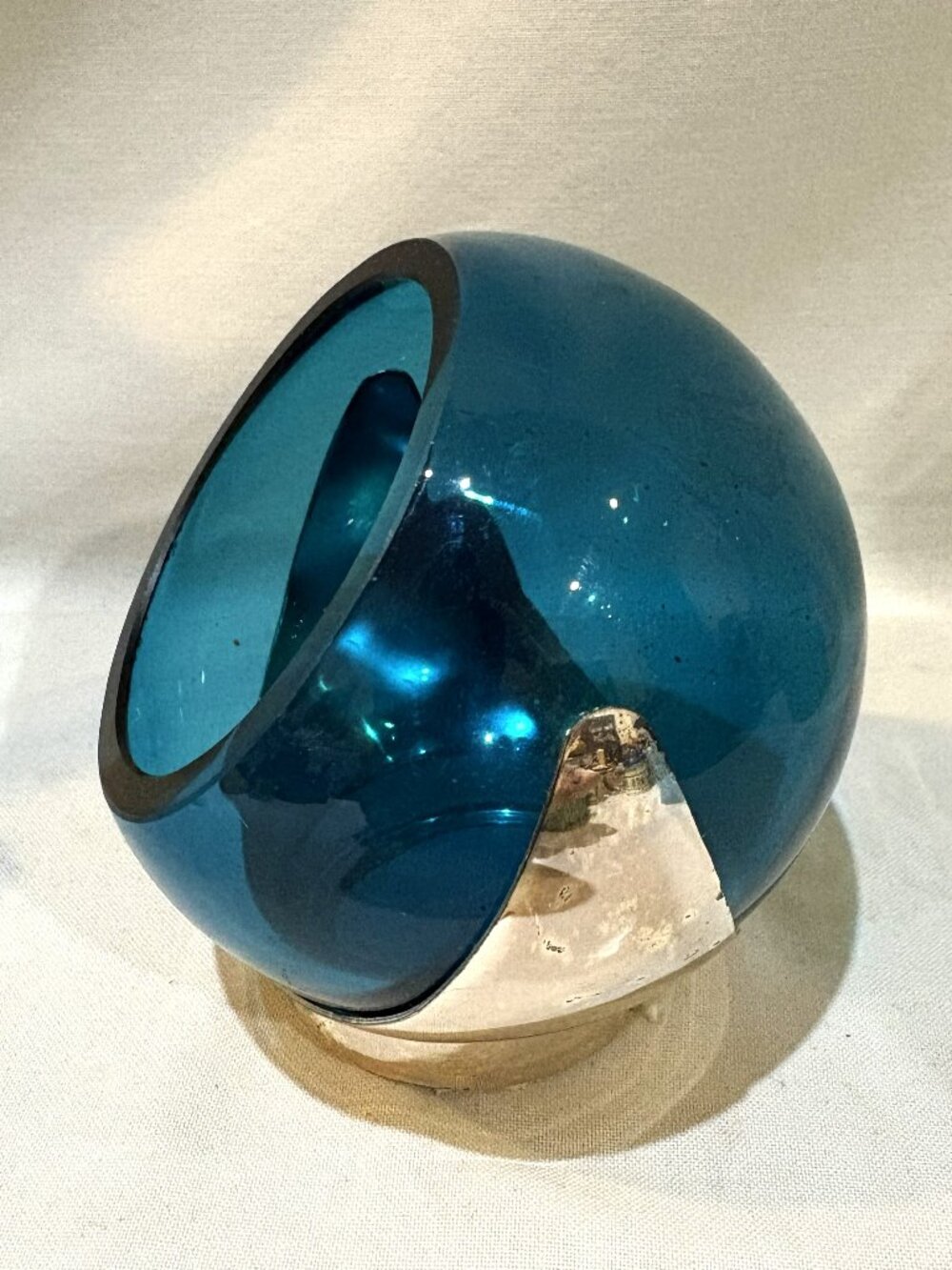 Quist Vario Spherical Glass Ball Metal Base Ashtray Trinket Bowl